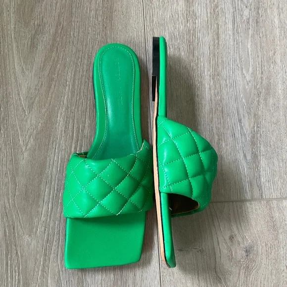 BOTTEGA VENETA Quilted/Padded Slid Sandal Green Size EU 41